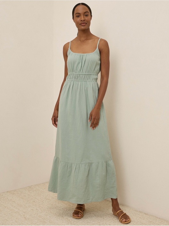 Pact Dresses & Skirts - Pact Sage Green Coastal Double Gauze Cami Maxi Dress Small